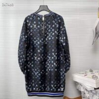 Louis Vuitton Women Mahina Monogram Sporty Sweater Dress Silk Dark Navy Blue