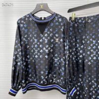 Louis Vuitton Women Silk Long-Sleeved Sweater Flight Mode Navy Blue