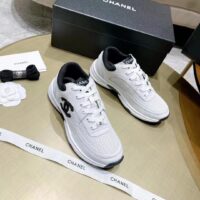 Chanel CC Women Calfskin & Mixed Fibers Sneakers White 1cm Heel (3)