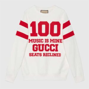 Gucci GG Men Gucci 100 Cotton Sweatshirt Off-White Heavy Felted Jersey