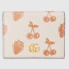 Gucci GG Unisex GG Marmont Berry Card Case Wallet White Double G