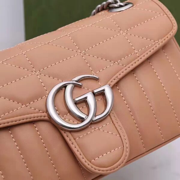Gucci GG Women GG Marmont Small Beige Matelassé Shoulder Bag Double G (11)