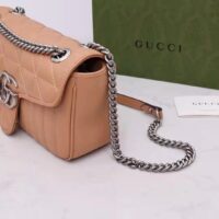 Gucci GG Women GG Marmont Small Beige Matelassé Shoulder Bag Double G