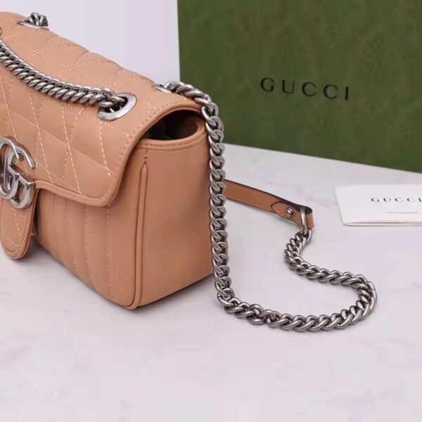 Gucci GG Women GG Marmont Small Beige Matelassé Shoulder Bag Double G (12)
