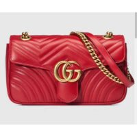 Gucci GG Women GG Marmont Small Matelassé Shoulder Bag Red Double G (1)