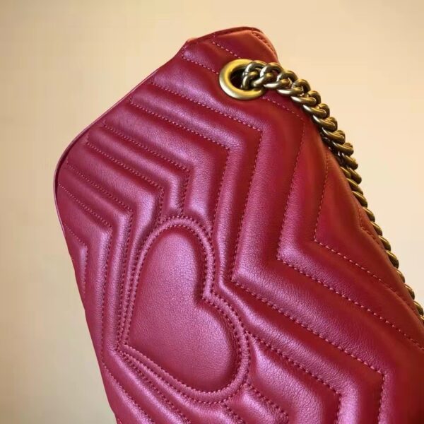 Gucci GG Women GG Marmont Small Matelassé Shoulder Bag Red Double G (12)