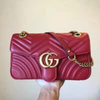 Gucci GG Women GG Marmont Small Matelassé Shoulder Bag Red Double G (1)