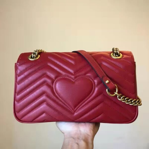 Gucci GG Women GG Marmont Small Matelassé Shoulder Bag Red Double G (15)