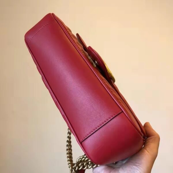 Gucci GG Women GG Marmont Small Matelassé Shoulder Bag Red Double G (17)