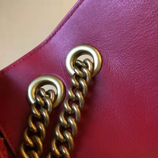 Gucci GG Women GG Marmont Small Matelassé Shoulder Bag Red Double G (20)