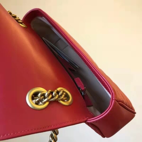 Gucci GG Women GG Marmont Small Matelassé Shoulder Bag Red Double G (21)