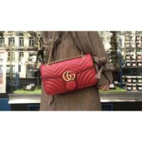Gucci GG Women GG Marmont Small Matelassé Shoulder Bag Red Double G (1)