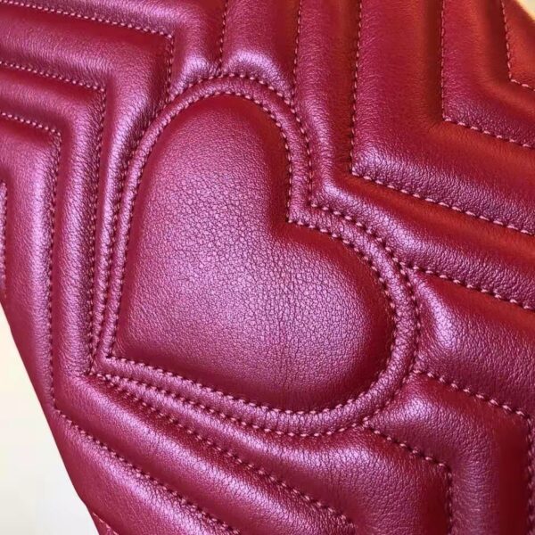 Gucci GG Women GG Marmont Small Matelassé Shoulder Bag Red Double G (6)