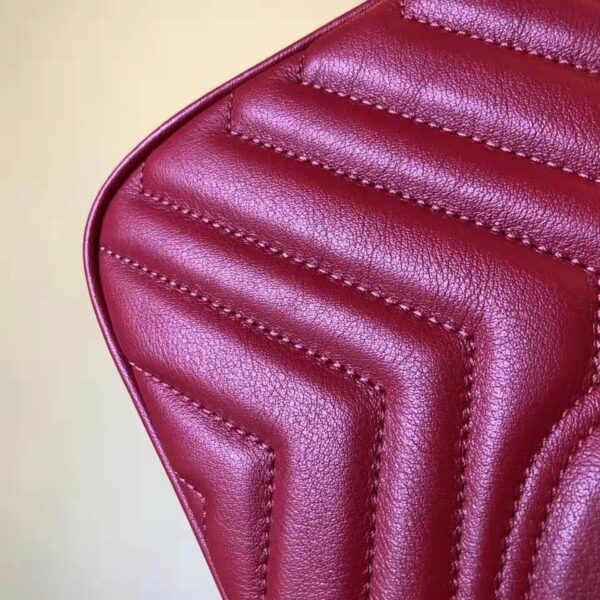 Gucci GG Women GG Marmont Small Matelassé Shoulder Bag Red Double G (9)
