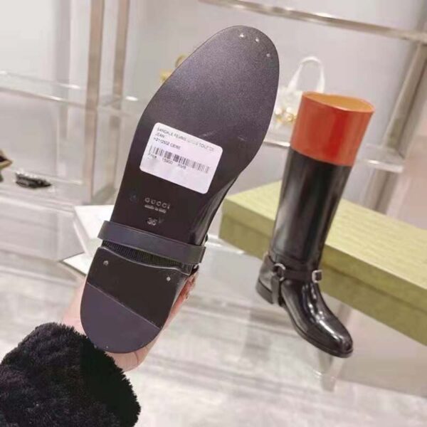 Gucci GG Women Knee-High Boot Harness Black Brown Leather Interlocking G (8)