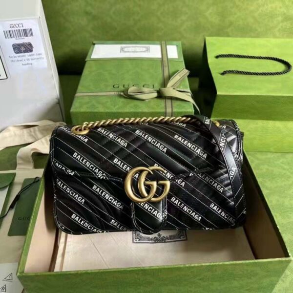 Gucci GG Women The Hacker Project Small GG Marmont Bag Black Double G (6)