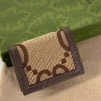 Gucci Unisex Diana Jumbo GG Card Case Camel Ebony Canvas Brown Leather (1)