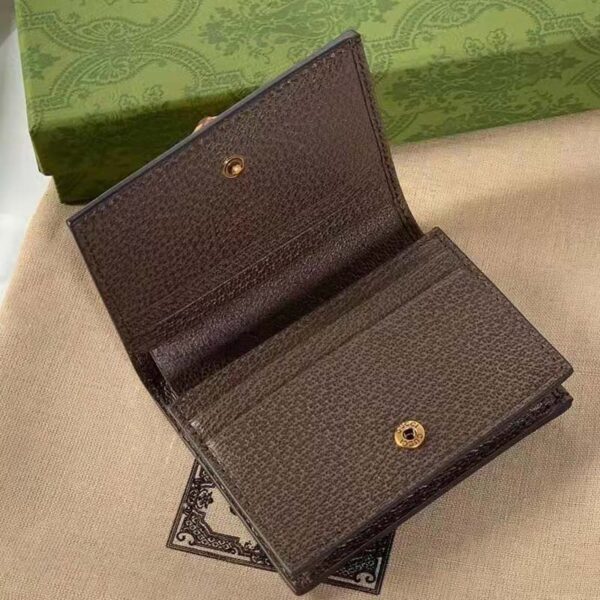 Gucci Unisex Diana Jumbo GG Card Case Camel Ebony Canvas Brown Leather (5)