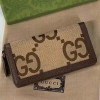 Gucci Unisex Diana Jumbo GG Wallet Camel Ebony Canvas Brown Leather (1)