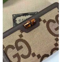 Gucci Unisex Diana Jumbo GG Wallet Camel Ebony Canvas Brown Leather (1)