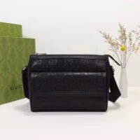 Gucci Unisex GG Embossed Messenger Bag Black GG Embossed Leather (1)