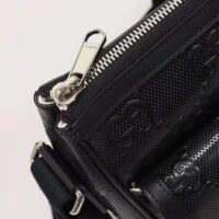 Gucci Unisex GG Embossed Messenger Bag Black GG Embossed Leather (1)