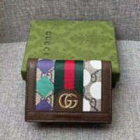 Gucci Unisex GG Ophidia Card Case Wallet Brown Leather Beige Ebony Supreme Canvas (1)