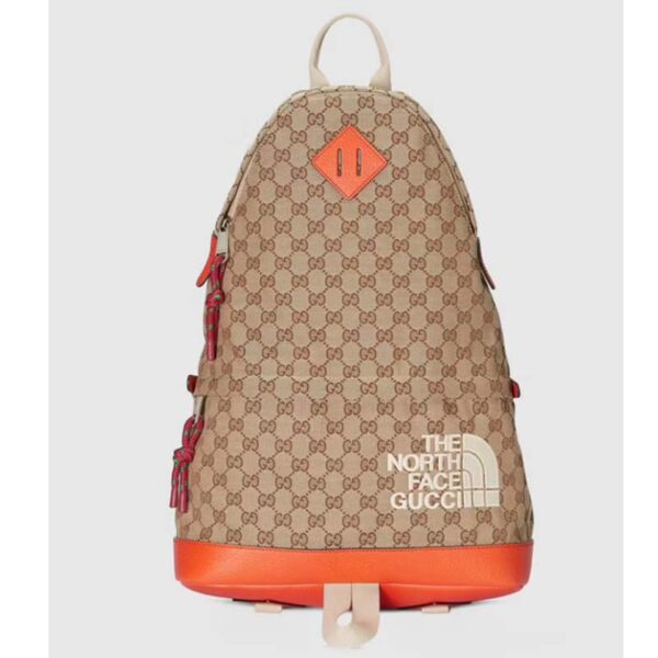 Gucci Unisex The North Face x Gucci Backpack Beige Original GG Canvas Orange Leather (2)
