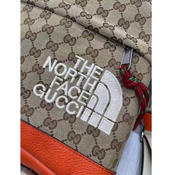 Gucci Unisex The North Face x Gucci Backpack Beige Original GG Canvas Orange Leather (4)