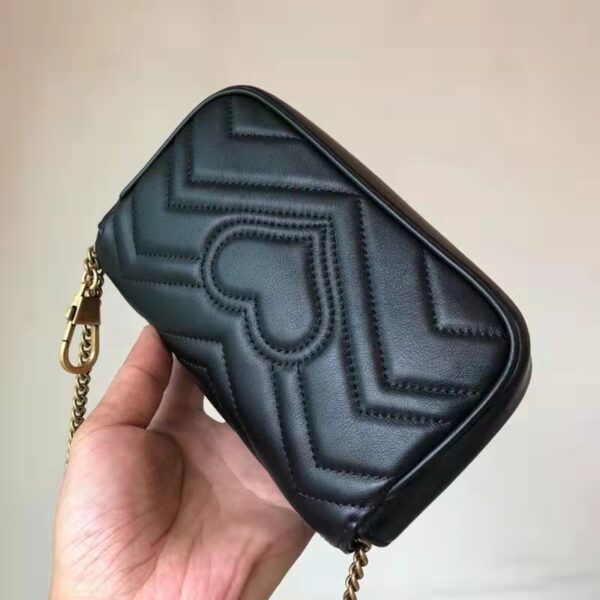 Gucci Women GG Marmont Matelassé Leather Super Mini Bag Black Double G (2)
