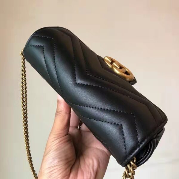 Gucci Women GG Marmont Matelassé Leather Super Mini Bag Black Double G (4)