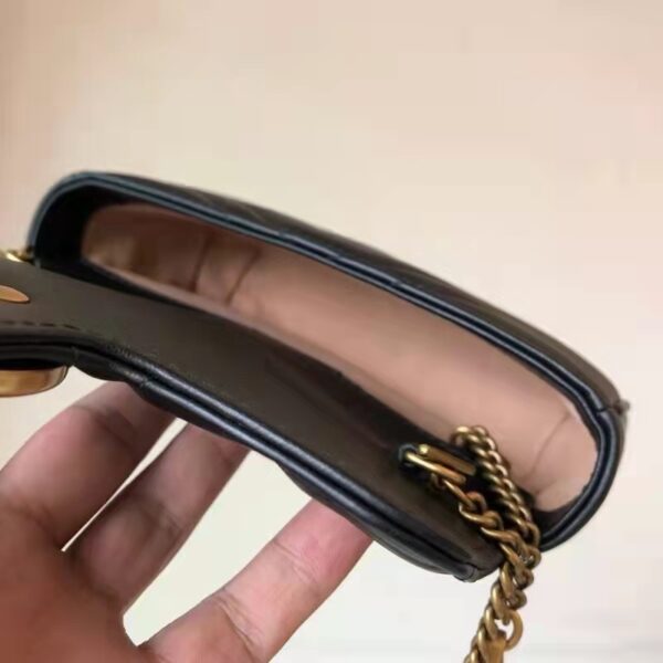 Gucci Women GG Marmont Matelassé Leather Super Mini Bag Black Double G (5)