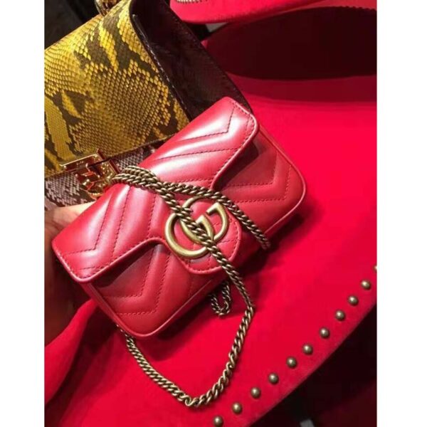 Gucci Women GG Marmont Matelassé Leather Super Mini Bag Red Double G (12)