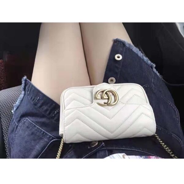 Gucci Women GG Marmont Matelassé Leather Super Mini Bag White Double G (7)