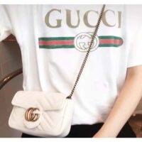 Gucci Women GG Marmont Matelassé Leather Super Mini Bag White Double G