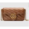 Gucci Women GG Marmont Matelassé Super Mini Bag Brown Double G