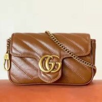 Gucci Women GG Marmont Matelassé Super Mini Bag Brown Double G (2)