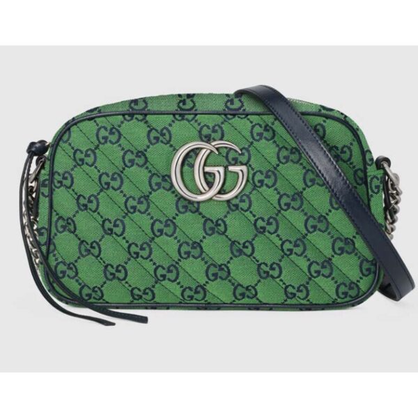 Gucci Women GG Marmont Multicolor Small Shoudler Bag Green Double G (1)