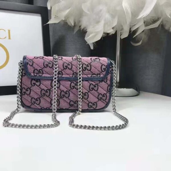 Gucci Women GG Marmont Multicolor Super Mini Bag Purple Double G (8)