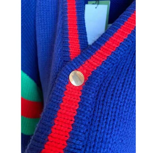 Gucci Women Gucci 100 Wool Cardigan Blue Wool Green Red V-Neck (3)