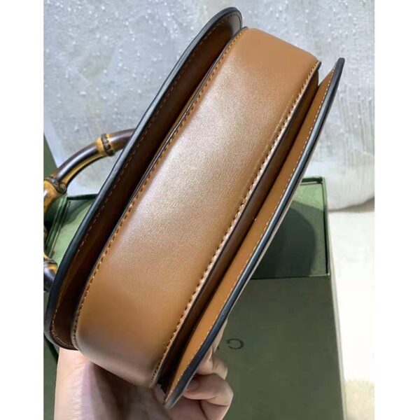 Gucci Women Gucci Women GG Small Top Handle Bag Bamboo Brown Leather (5)
