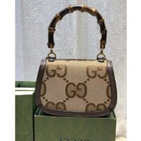 Gucci Women Small Jumbo GG Bag Bamboo Camel GG Canvas Brown Leather (1)