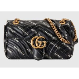 Gucci Women The Hacker Project Small GG Marmont Bag Balenciaga Black Leather