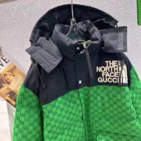 Gucci Women The North Face x Gucci Padded Jacket Green Ebony GG Canvas