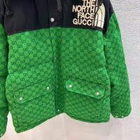 Gucci Women The North Face x Gucci Padded Jacket Green Ebony GG Canvas