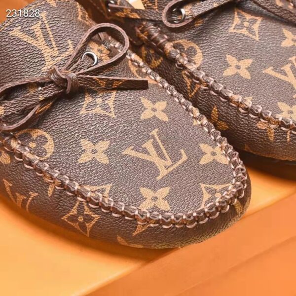 Louis Vuitton LV Men Arizona Mocassin Brown Monogram Canvas Tubular Construction (10)