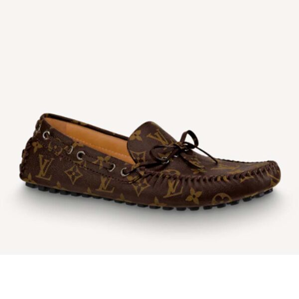 Louis Vuitton LV Men Arizona Mocassin Brown Monogram Canvas Tubular Construction (3)