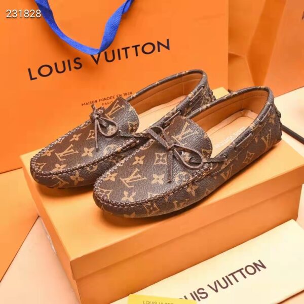 Louis Vuitton LV Men Arizona Mocassin Brown Monogram Canvas Tubular Construction (7)