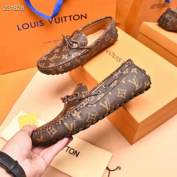 Louis Vuitton LV Men Arizona Mocassin Brown Monogram Canvas Tubular Construction (9)