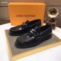 Louis Vuitton LV Men Major Loafer Black Glazed Calf Leather Monogram Canvas